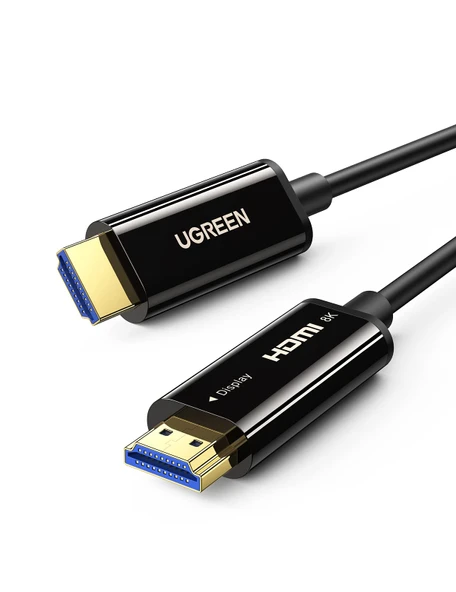 UGREEN HDMI 2.1 fiber optik kablo 8K@60Hz, 4K@120Hz/144Hz, 48 Gbps, Ethernet'li altın kaplama konektörler, 3D ARC CEC HDCP HDR, TV, monitör, Blu-ray, PS5/PS4/PS3, soundbar vb. ile uyumlu (30M) ürün görseli 1