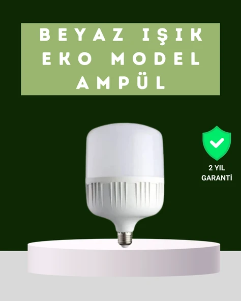 Şarjlı Led Torch Ampul 30 Watt Beyaz Işık Enerji Tasarruflu ürün görseli 1