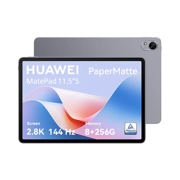 Huawei MatePad 11.5″S PaperMatte Edition Tablet, 8 GB+256 GB, 2,8K FullView Ekran, 6,2 mm ince yekpare metal kasa, 8800 mAh pil, Wi-Fi, Uzay Grisi ürün görseli 1