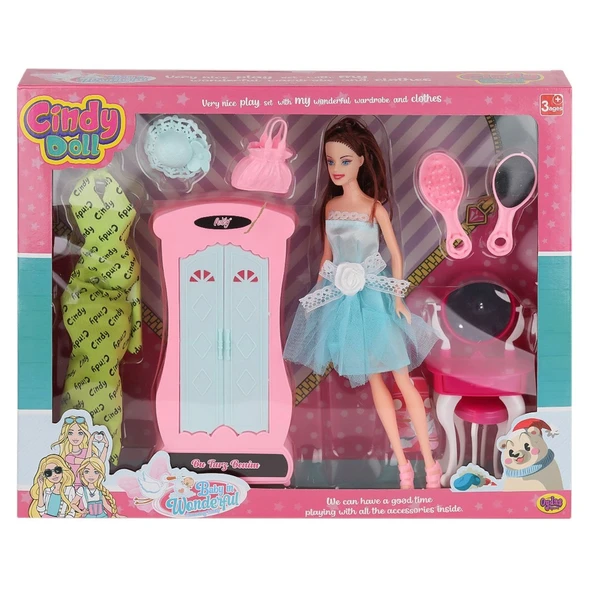 02453 Cindy Doll Dolaplı Makyaj Masalı Bebek -Oydaş Oyuncak ürün görseli 1