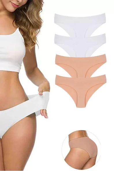 4 Adet Kadın Dikişsiz Lazer Kesim Esnek İz yapmayan Külot S3 mudanis ürün görseli 1