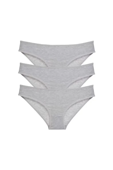 3 adet Süper Eko Set Likralı Kadın Slip Külot Gri mudanis ürün görseli 1