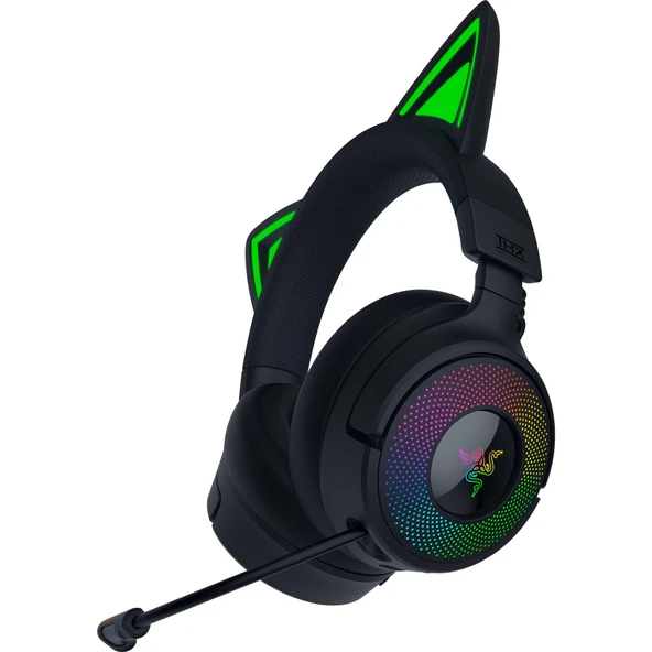 Razer Kraken Kitty V3 Pro - Oyun için Kablosuz RGB Kitty Kulaklık - Reaktif Akışlı Kedi Kulakları - Triforce 40mm Sürücüler - Hyperspeed Kablosuz ve Bluetooth - THX Spatial Audio | Siyah ürün görseli 1