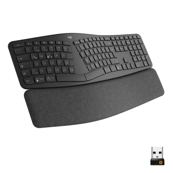 Logitech ERGO K860 - bölünmüş tuş düzenine sahip kablosuz ergonomik klavye, ES QWERTY - gri ürün görseli 1