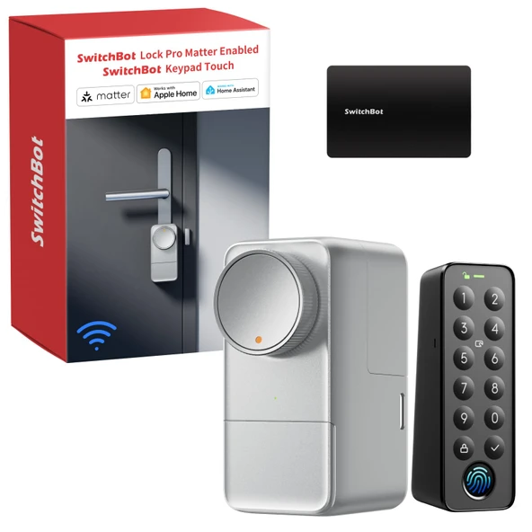Dokunmatik ekran klavyeli SwitchBot WLAN Smart Lock Pro, Matter Over WiFi, şarj edilebilir pilli elektronik kapı kilidi, uygulama aracılığıyla kapı açıcı, parmak izi, kod, Alexa, Google, Apple Home'u ürün görseli 1