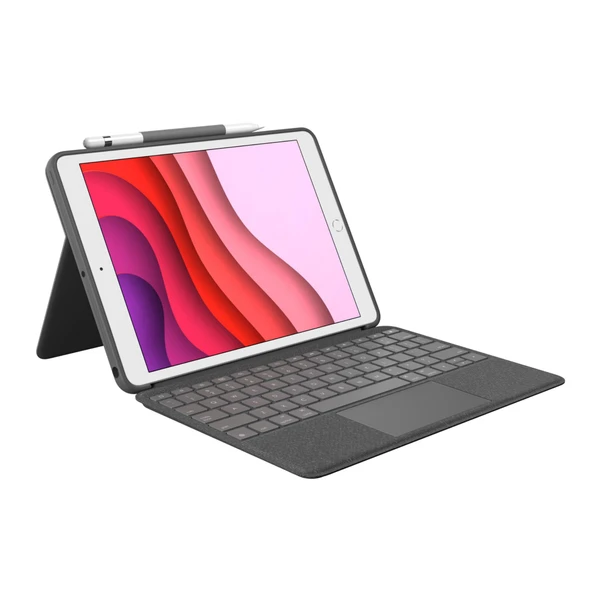 Logitech Combo Touch for iPad (7., 8. ve 9. Nesil) Hassas İzleme Panelli Koruyucu Kılıf, Fransız AZERTY Düzeni - Siyah ürün görseli 1