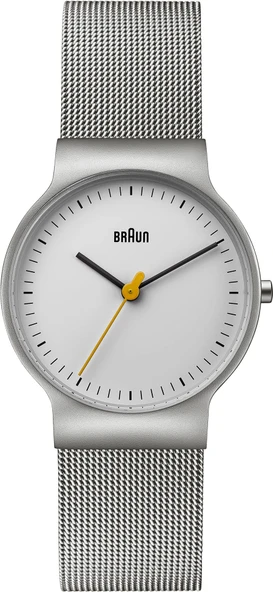 Braun Bayanlar İnce 3 İbreli Analog Kuvars Saat, Beyaz Kadran ve Çelik Milanese Örgü Kayış, 32 mm Paslanmaz Çelik Kasa, Model BN0211WHSLMHL. ürün görseli 1