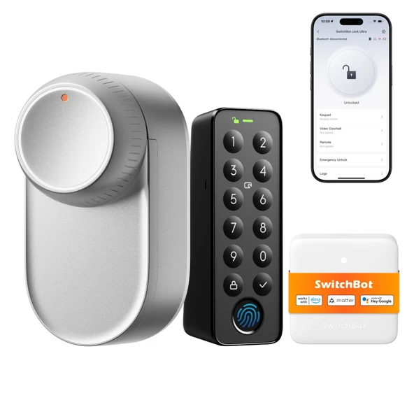 SwitchBot WiFi Smart Lock Ultra, dokunmatik ekran tuş takımı, kapı sürgü kilitleri, akıllı kapı kilidi, elektronik kapı kilidi, uygulama aracılığıyla kapı açıcı,parmak izi,kod,Alexa, Google, Matter'ı ürün görseli 1