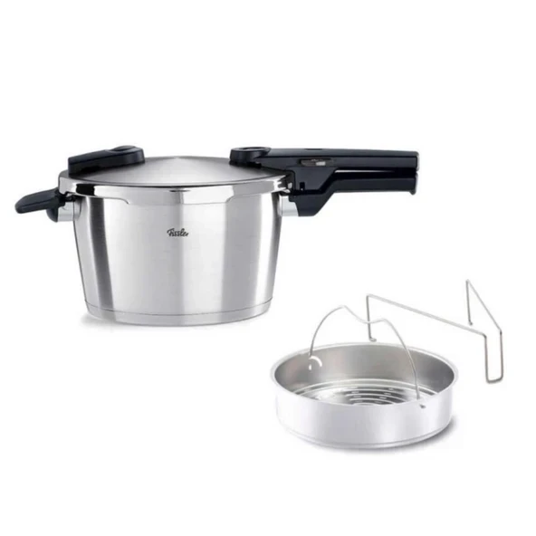 Fissler Vitaquick Premium 6 Litre Düdüklü Tencere + Buharda Pişirme Aparatı ürün görseli 1