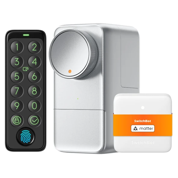 SwitchBot WLAN Smart Lock Pro, dokunmatik ekran tuş takımı, kapı sürgü kilitleri, akıllı kapı kilidi, elektronik kapı kilidi, uygulama aracılığıyla kapı açıcı,parmak izi, kod, Alexa, Google, Matter'ı ürün görseli 1