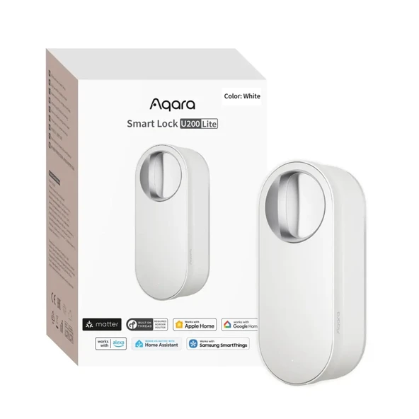 Aqara Smart Lock U200 Lite, Matter Over Thread, Şarj Edilebilir Pilli ve Sessiz Modlu Akıllı Kapı Kilidi, Elektrikli Kapı Kilidi, Apple Home'u Destekler, Ev Asistanı, Google Home, Alexa, Beyaz ürün görseli 1