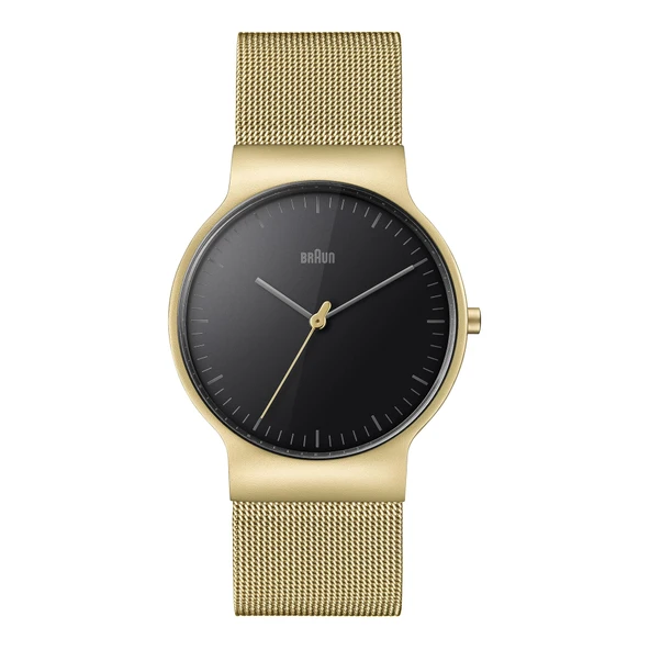Braun Slim Erkek Analog Quartz Saat, 3 İbreli, Siyah Kadran ve Altın Milanese Kayış, 38 mm Altın Kasa, Model BN0211BKGDMHG. ürün görseli 1