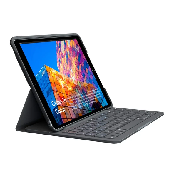 Logitech SLIM FOLIO iPad Air (3. Nesil) Entegre Kablosuz Klavyeli Klavye Kılıfı (Model: A2152, A2123, A2153, A2154), Fransızca AZERTY Grafit ürün görseli 1