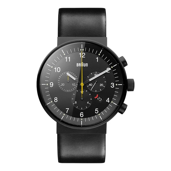 Braun Erkek Prestige Kronograf Tarih Analog Kuvars Saat, Siyah Kadran ve Deri Kayış, 43 mm Siyah Paslanmaz Çelik Kasa, Model BN0095BKG. ürün görseli 1