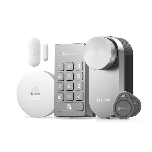 EZVIZ Akıllı Kilit DL01 Pro, Tuş Takımı, Ağ Geçidi ve Kapı Sensörlü, Değiştirilebilir Pilli Elektronik Kapı Kilidi, Akıllı Kapı Kilidi, Ezviz Uygulaması ile Açma, Kod, RFID Kart, Maddeyi Destekler ürün görseli 1