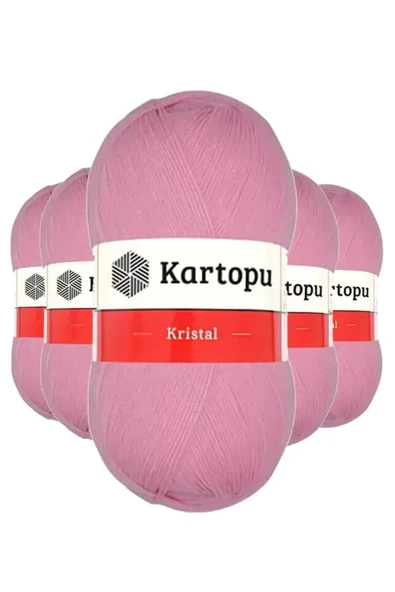 5 Adet Kristal Çift Katlı El Örgü Lif İpi Pembe K774 - kartopu mudanis ürün görseli 1
