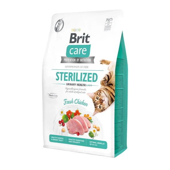 Brit care sterilized urinary health 2kg tahılsız kısırlaştırılmış üriner sistem sağlığı tavuklu kedi maması ürün görseli 1