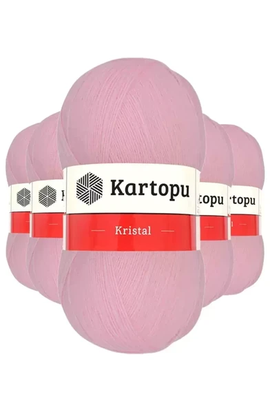 5 Adet Kristal Çift Katlı El Örgü Lif İpi Bebe Pembe K788 - kartopu mudanis ürün görseli 1