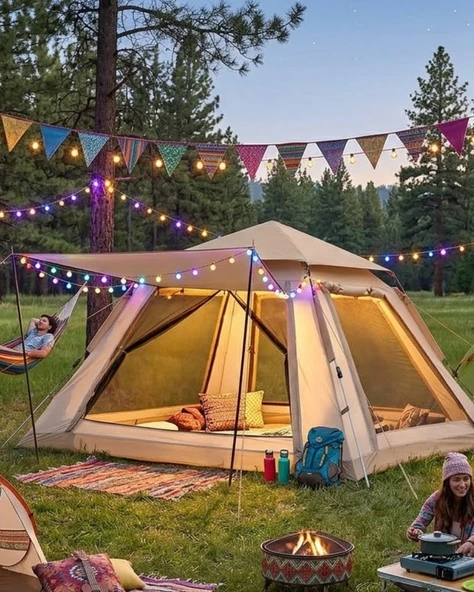 Güneşlikli Kamp Çadırı 240x240x160 Cm 6 Kişilik Kolay Kurulum Outdoor ürün görseli 1