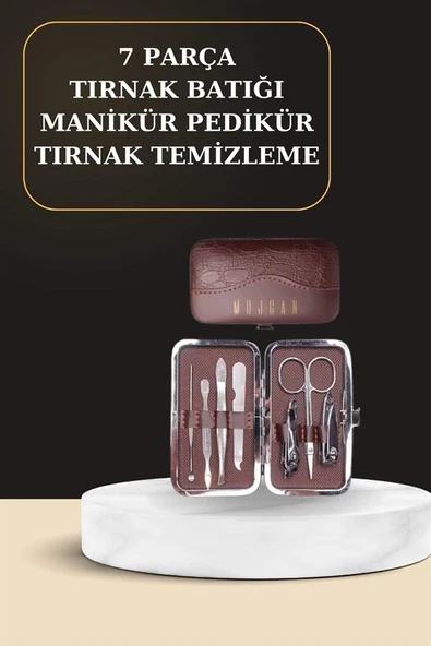 7 Parça Manikür Pedikür Seti El Ayak Bakımı Çantalı Paslanmaz Çelik ürün görseli 1