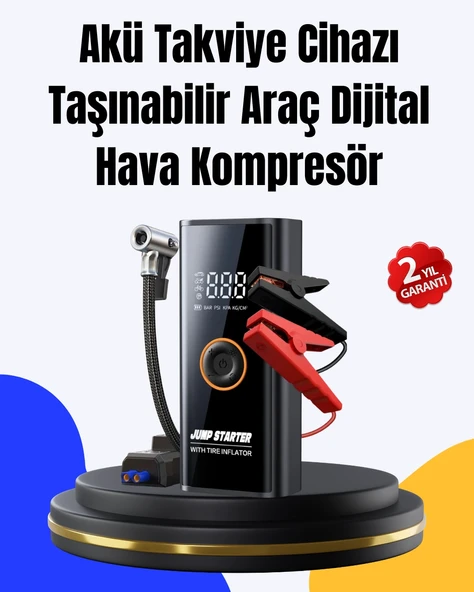 Sos Fenerli Akü Takviye Cihazı Dijital Kompresör Powerbank ürün görseli 1