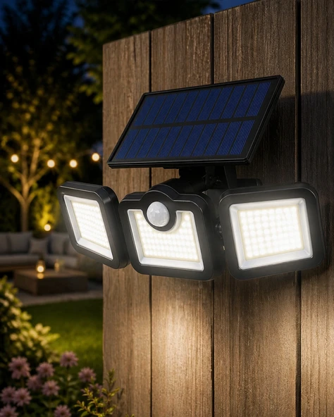 Hareket Sensörlü Solar Bahçe Lambası Güçlü Led Duvar Projektörü ürün görseli 1