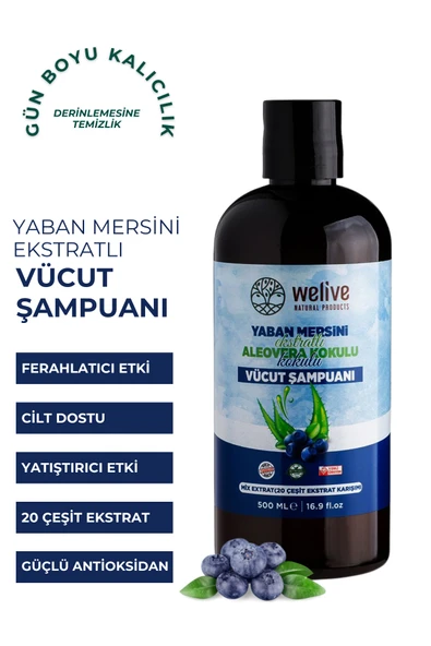 Welive Yaban Mersini Ekstratlı Aleovera Kokulu Vücut Şampuanı - Duş Jeli 500 ml ürün görseli 1