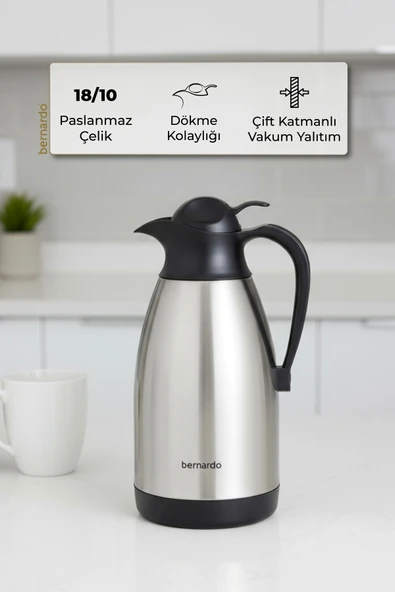 Bernardo Grandio Çelik Termos Inox 2 Litre - Resim 5