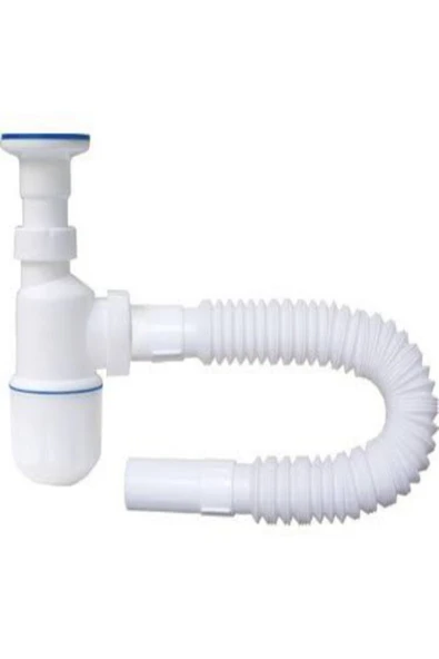 ÖZBEST PLASTİK Özbest Taslı Körüklü Lavabo Sifonu Paslanmaz Vidalı Taslı Lavabo Gider Borusu ürün görseli 1