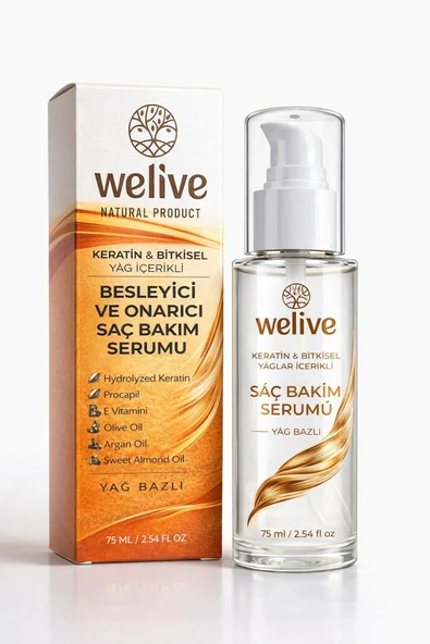 Welive KERATİN & BİOTİN SAÇ BAKIM SERUMU YAĞ BAZLI 75 ML ürün görseli 1