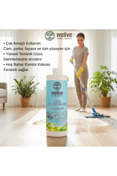 Welive Bahar Genel Yüzey Temizleyici 1000 ml – Cam, Parke, Fayans için Çok Amaçlı Temizlik ürün görseli 1