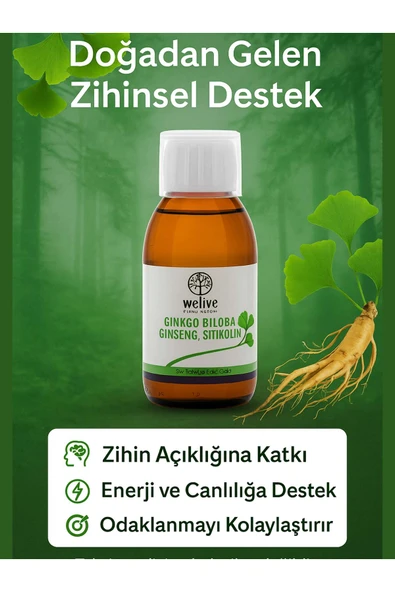 Welive Gınkgo Biloba Ginseng Sitikolin Sıvı Takviye Edici Gıda 150 Ml ürün görseli 1