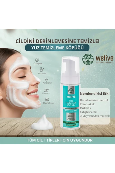 Welive Kolajenli Yüz Yıkama Köpüğü 150 ml | Nemlendirici – Arındırıcı – Cilt Bariyerini Destekler ürün görseli 1