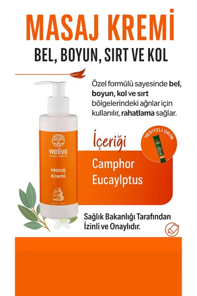 Welive Masaj Kremi 200 ml – Okaliptus & Kafur Özü – Rahatlatıcı Formül ürün görseli 1