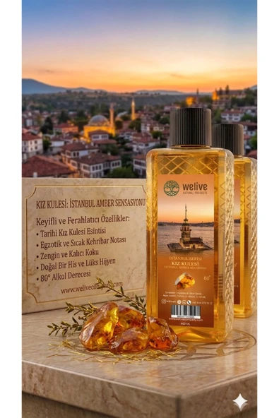 Welive İSTANBUL SERİSİ KIZ KULESİ AMBER KOLONYASI 400 ML 80 DERECE (ANADOLU SERİSİ) ürün görseli 1