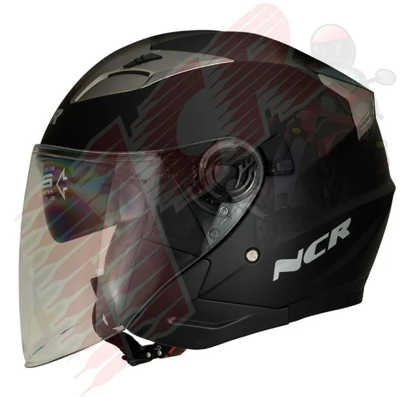 KASK ÇENESİZ VİZÖRLÜ NCR 708 ECE BELGELİ - MAT SİYAH MAT SİYAH ürün görseli 1