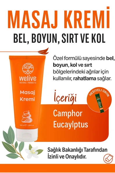 Welive Masaj Kremi 100 ml – Okaliptus & Kafur Özü – Rahatlatıcı Formül ürün görseli 1