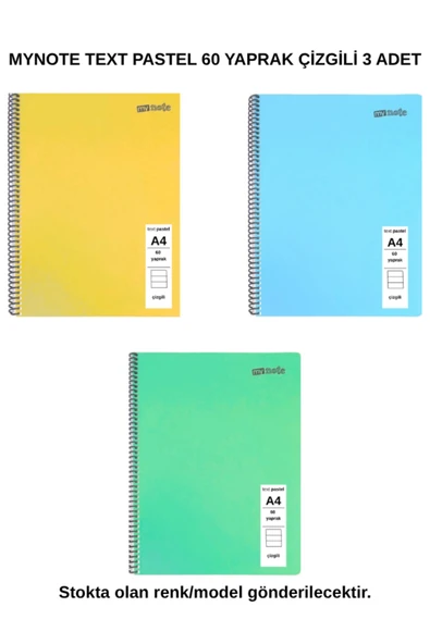 TEXT PASTEL DEFTER A4 60 YAPRAK ÇİZGİLİ 3 ADET ürün görseli 1