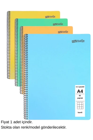 TEXT Pastel Defter A4 40 Yaprak Kareli 1 Adet ürün görseli 1