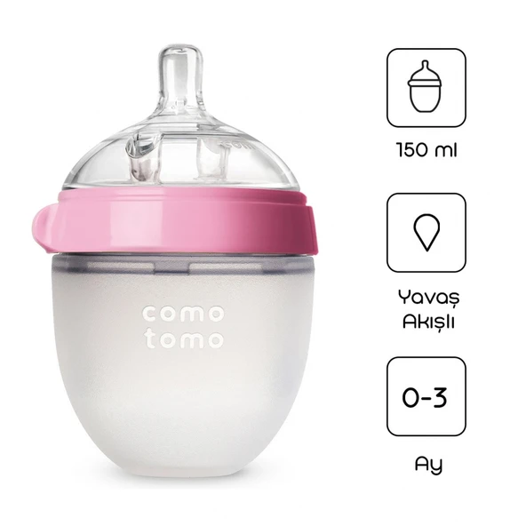Comotomo Antikolik Silikon Biberon 150 Ml 0-3 Ay Pembe ürün görseli 1