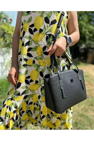 Just Polo Günlük Kombinlere Uygun Kadın Siyah Büyük Boy 5 Bölmeli Omuz Çantası 235013MH ürün görseli 1