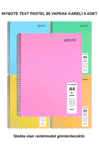 TEXT Pastel Defter A4 80 Yaprak Kareli 5 Adet ürün görseli 1