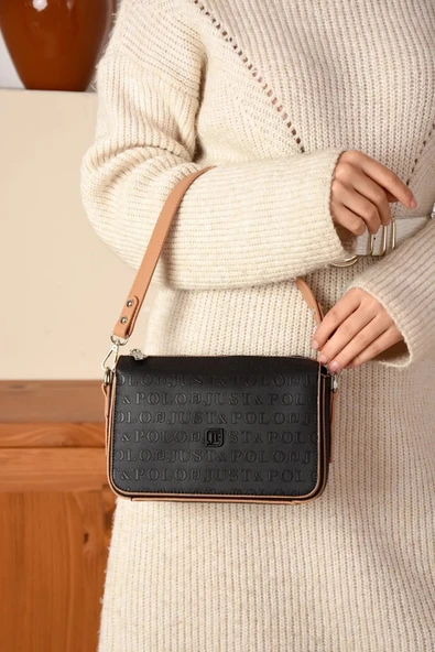 Just Polo Günlük Kombinlere Uygun Kadın Kabartma Baskılı El Ve Omuz Çantası Shopper ürün görseli 1