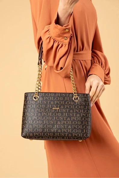 Just Polo Kadın Baskılı Uzun Ayarlanabilir Askılı Şık El Ve Omuz Çantası Shoulder Bag ürün görseli 1