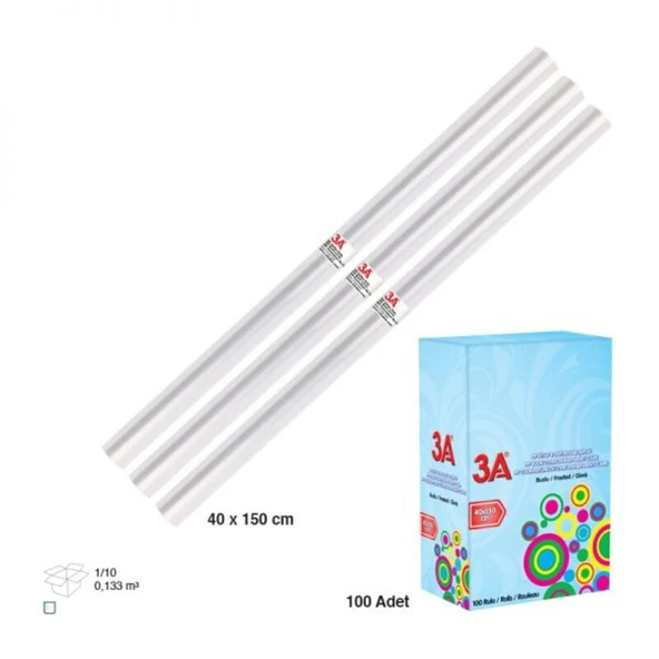 3A Şeffaf Buzlu Kitap Kaplama Rulosu 40 x 150 cm 10 Adet ürün görseli 1