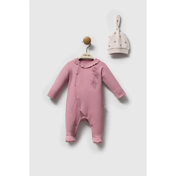 Moi Noi Flowers Şapkalı Tulum Mnb1262 Mürdüm ürün görseli 1