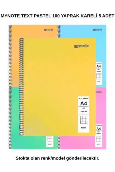 TEXT Pastel Defter A4 100 Yaprak Kareli 5 Adet ürün görseli 1