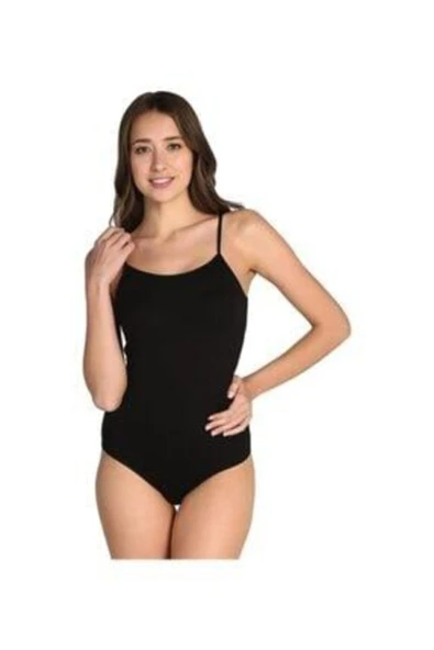 Seher Yıldız Siyah Kadın Ip Askılı Likralı Kancalı Çıtçıtlı Body / 1 Adet ürün görseli 1