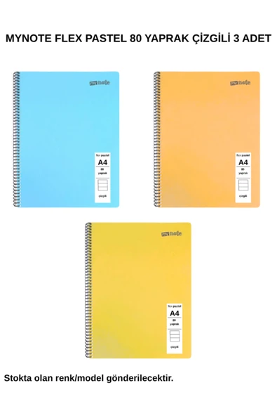 FLEX PASTEL DEFTER A4 80 YAPRAK ÇİZGİLİ 3 ADET ürün görseli 1