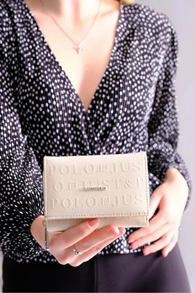 Just Polo Kadın 6 Kart Bölmeli Fermuarlı ve ÇıtÇıt Kapamalı Şık Cüzdan Shopper ürün görseli 1